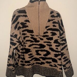 Aqua Leopard Print Women's Sweater